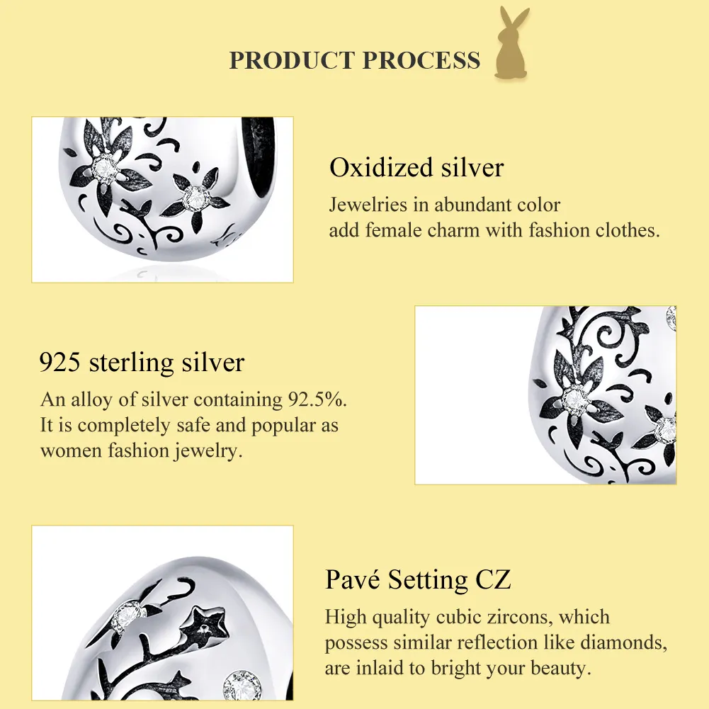 Pandora Style Silver Charm, Retro Easter Egg, Enamel - SCC1466