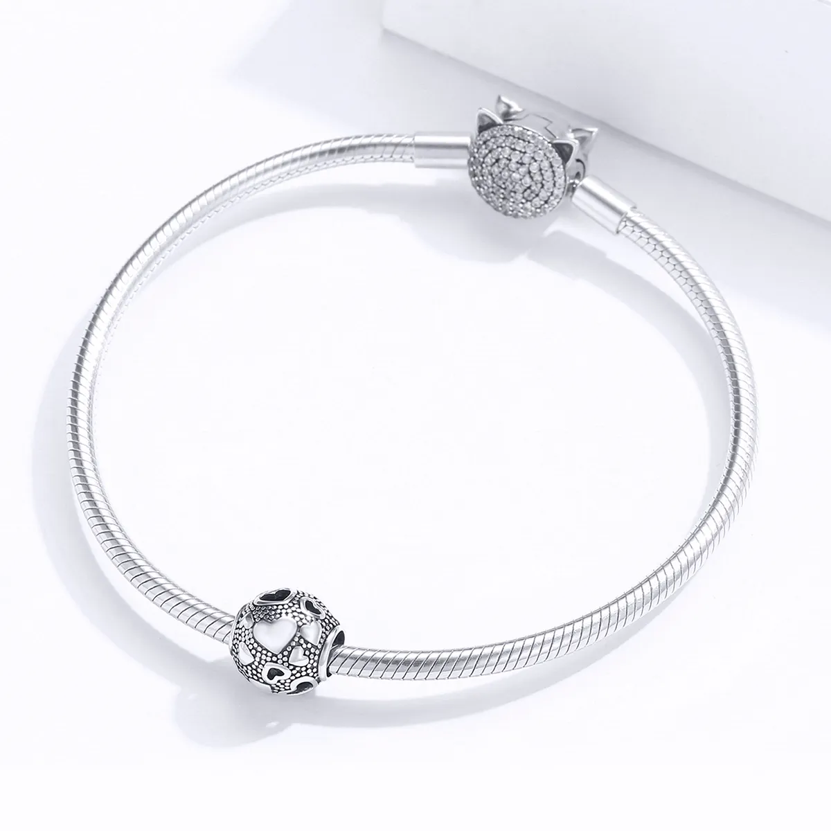 Pandora Style Silver Charm, Retro Heart - SCC1451