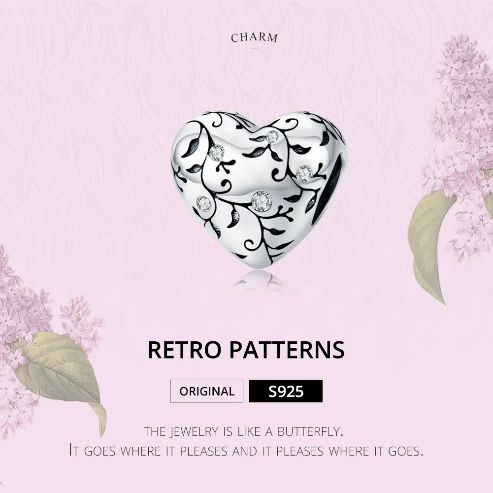 Pandora Style Silver Charm, Retro Patterns - SCC1323