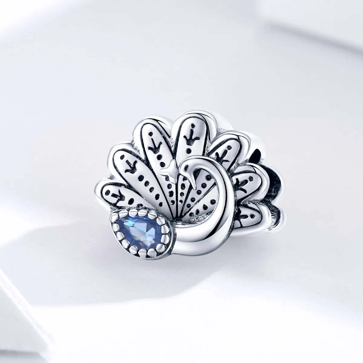 Pandora Style Silver Charm, Retro Peacock - SCC1558