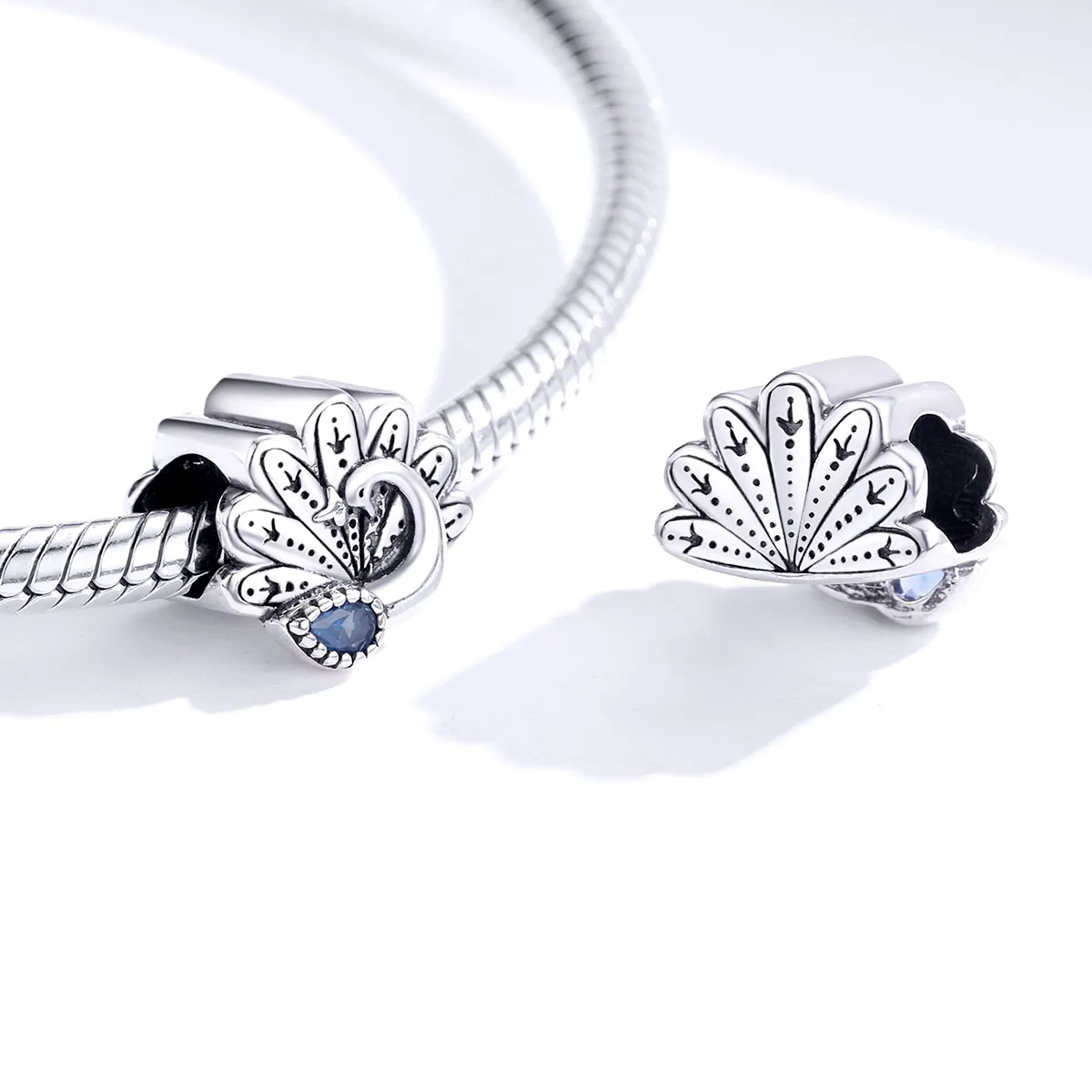 Pandora Style Silver Charm, Retro Peacock - SCC1558