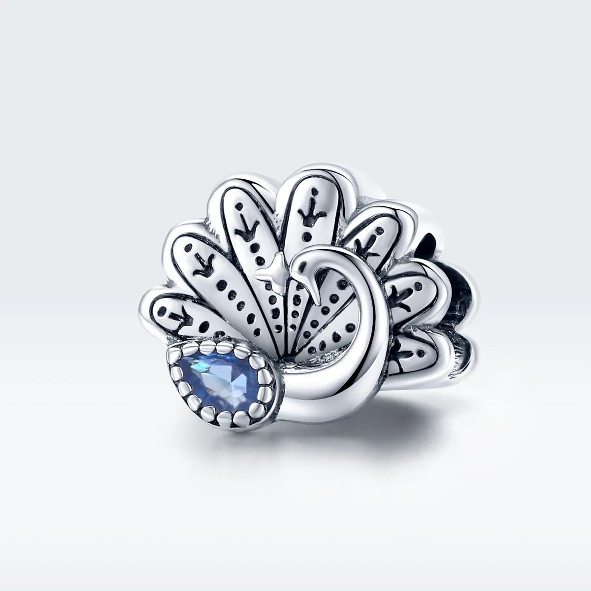 Pandora Style Silver Charm, Retro Peacock - SCC1558