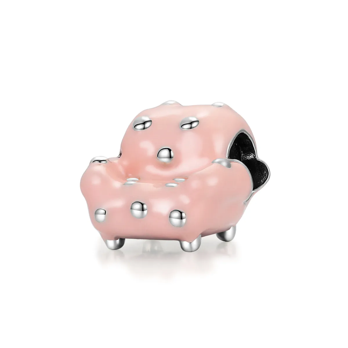 Pandora Style Silver Charm, Rivet Sofa, Pink Enamel - SCC1854