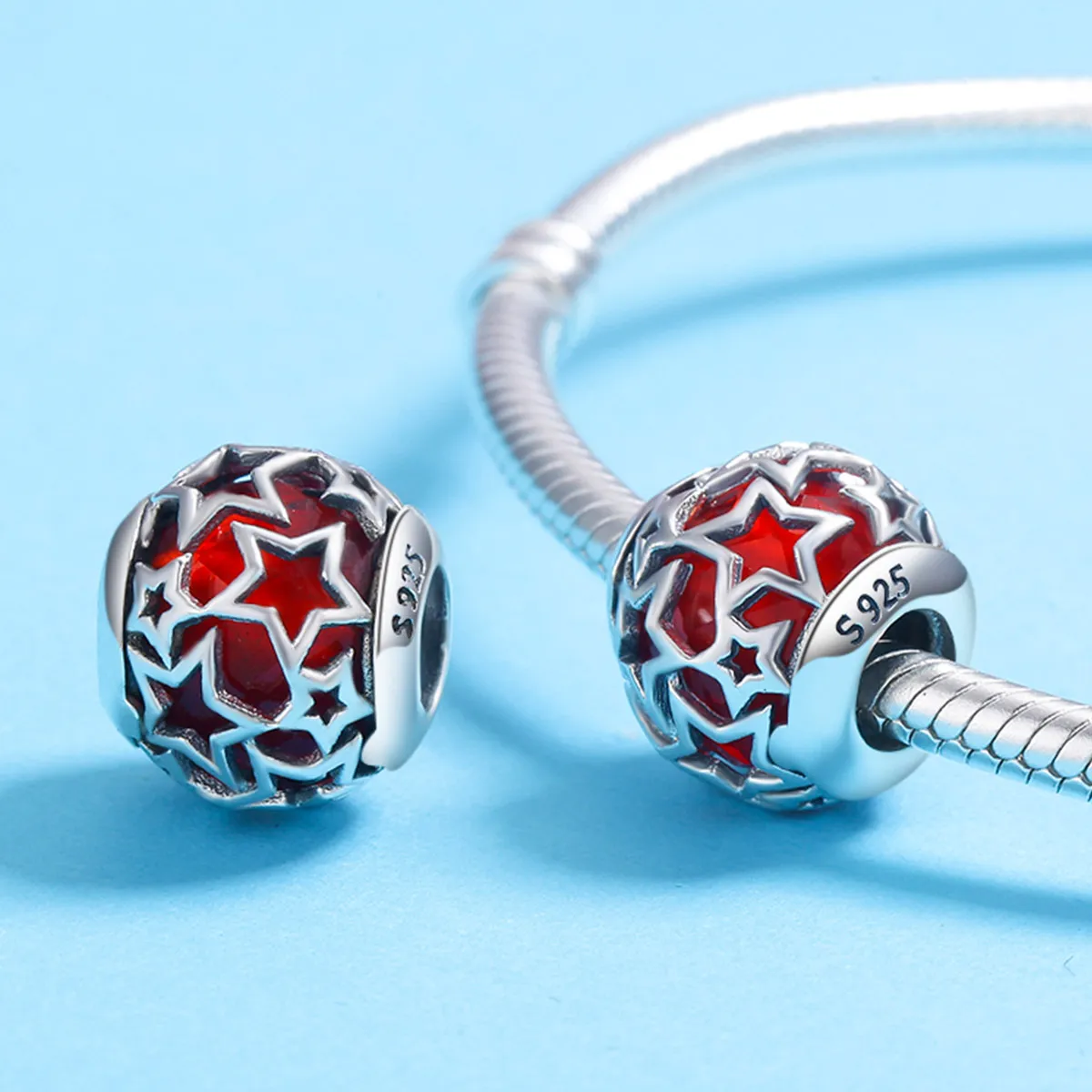 Pandora Style Silver Charm, Romantic Stars - SCC509