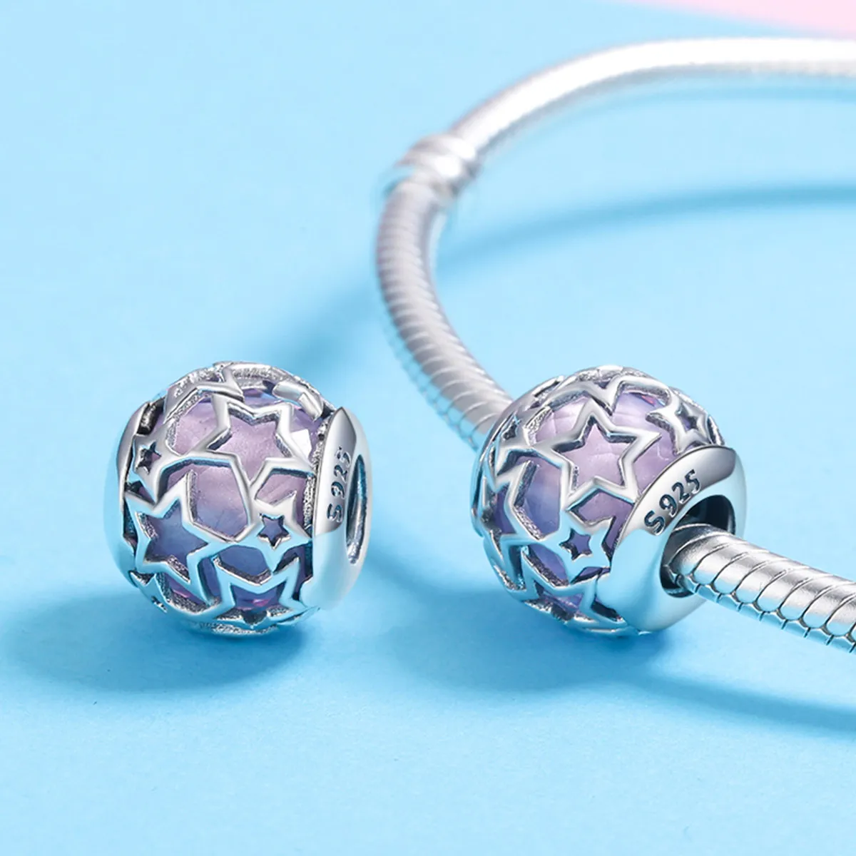 Pandora Style Silver Charm, Romantic Stars - SCC510