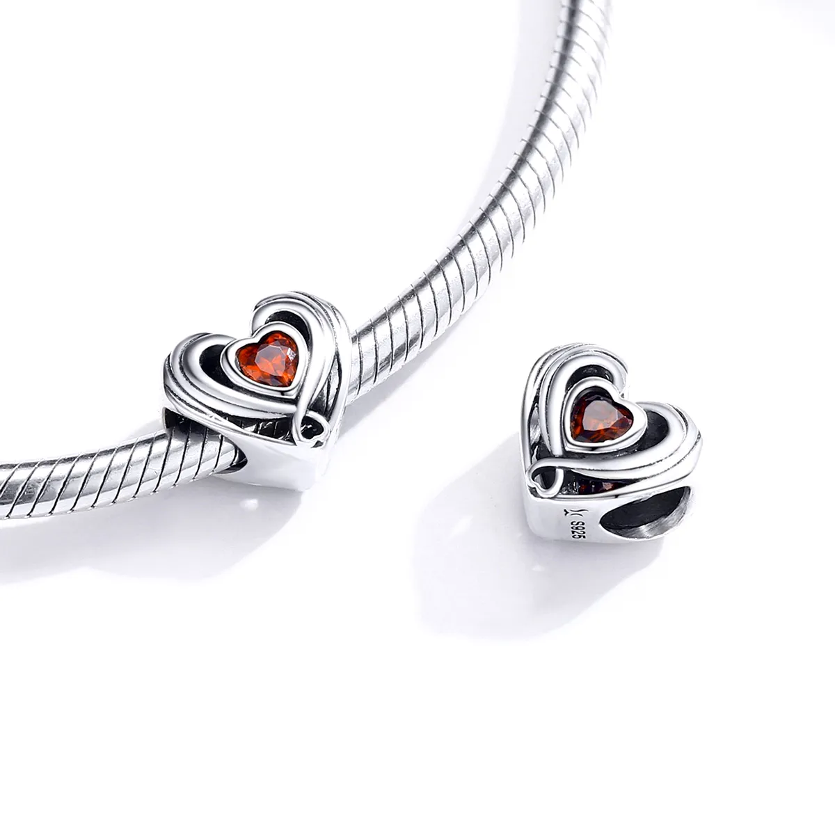 Pandora Style Silver Charm, Rugby Heart In Heart - SCC1472