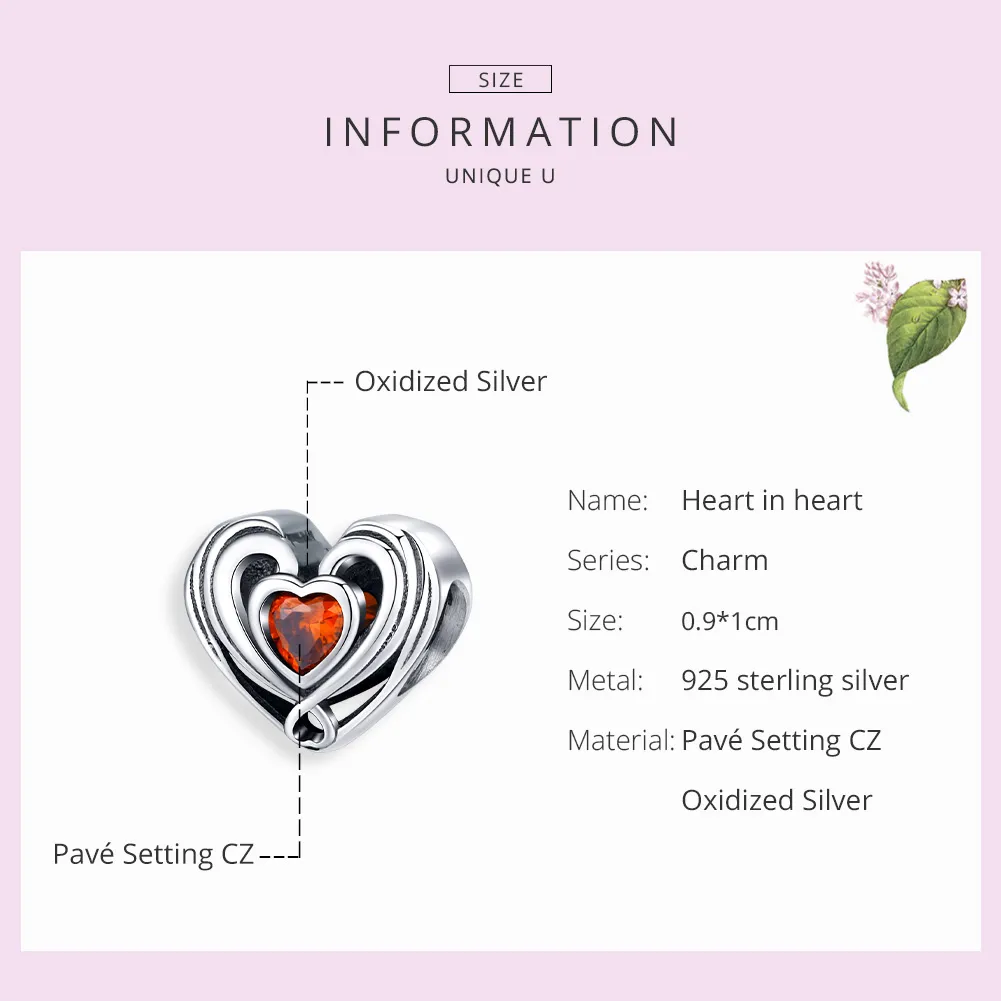 Pandora Style Silver Charm, Rugby Heart In Heart - SCC1472