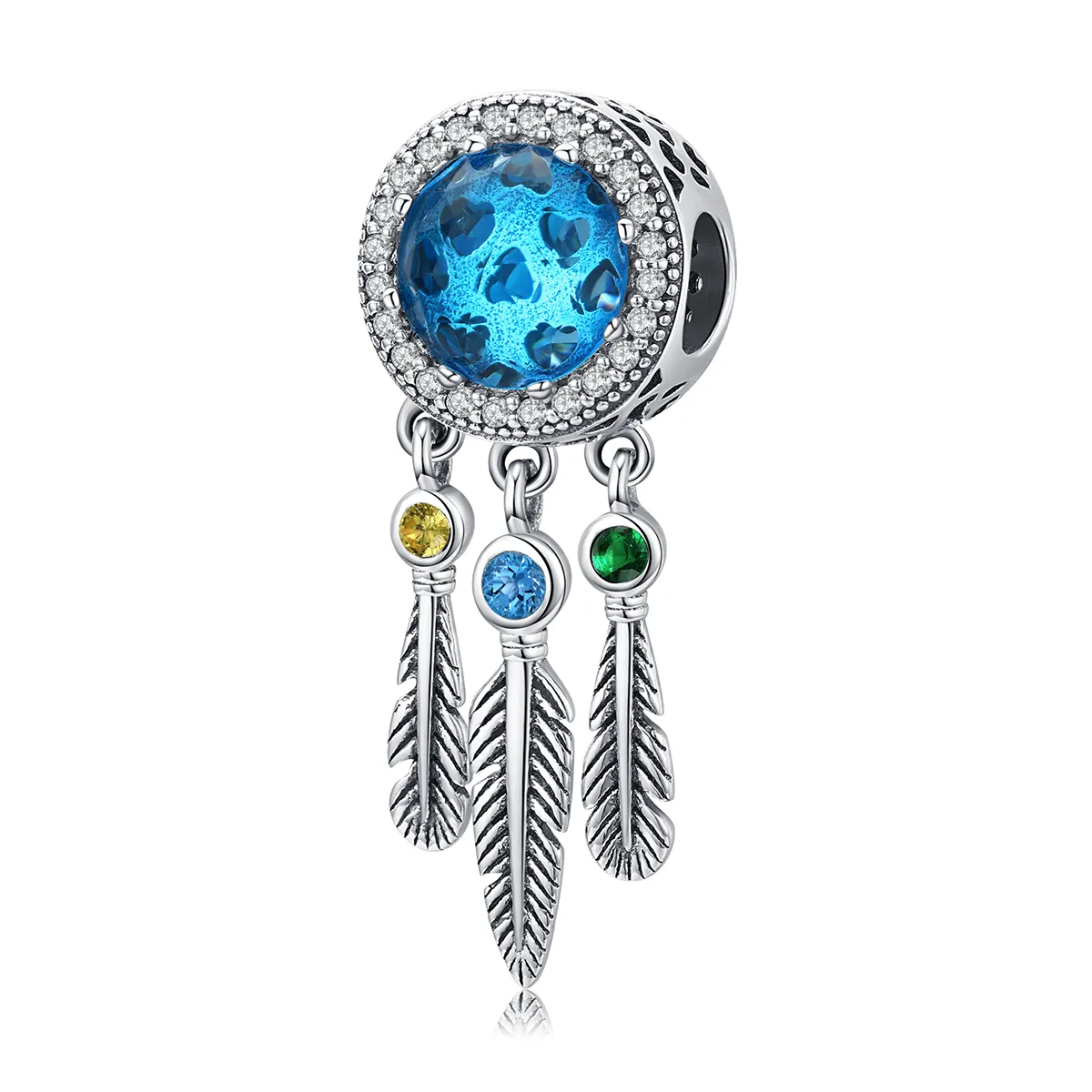 Pandora Style Silver Charm, Sapphire Dream Catcher - SCC1384