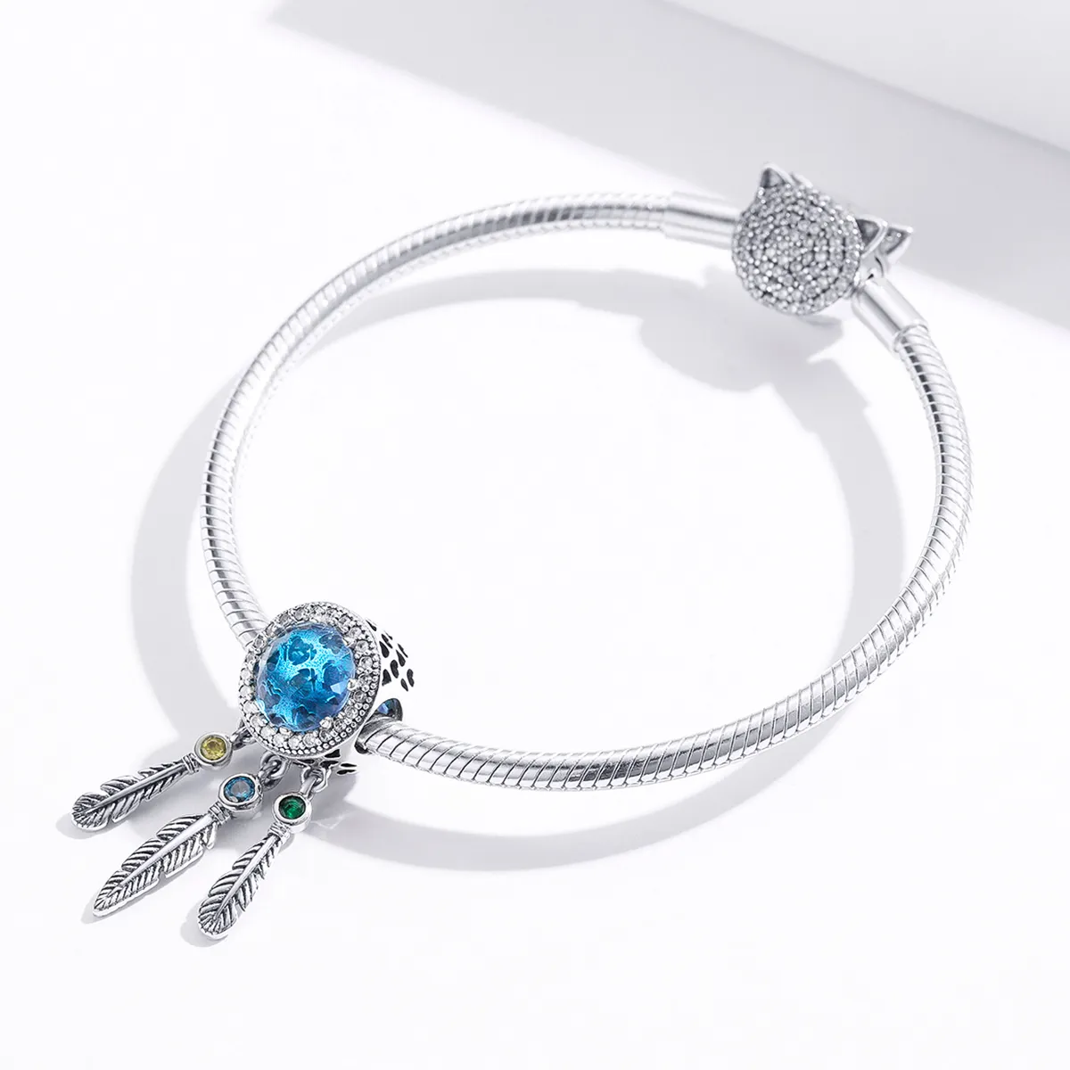 Pandora Style Silver Charm, Sapphire Dream Catcher - SCC1384