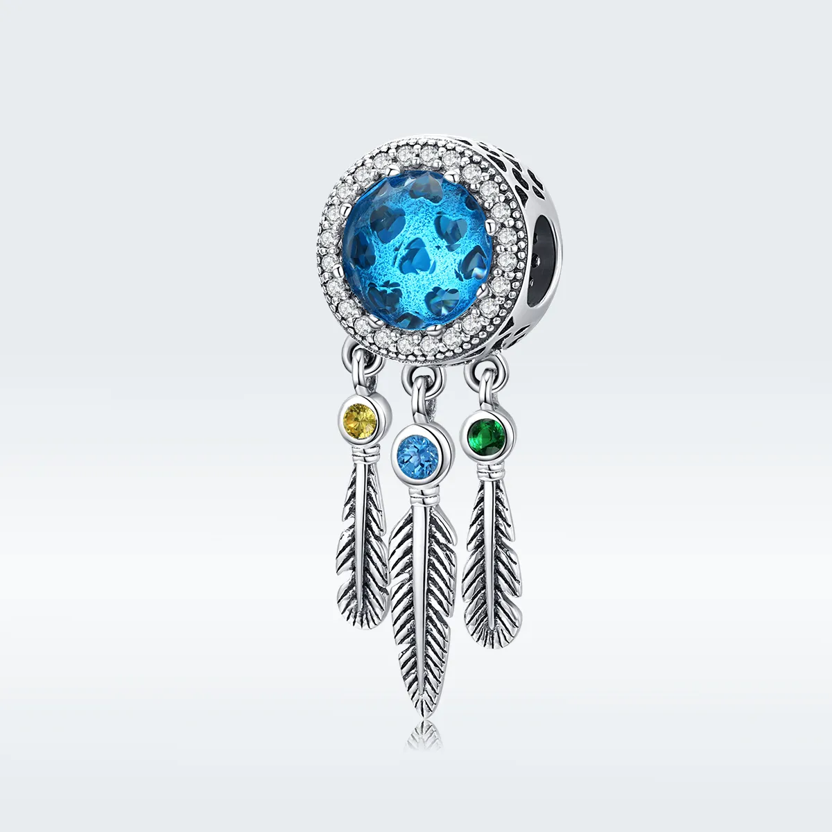 Pandora Style Silver Charm, Sapphire Dream Catcher - SCC1384