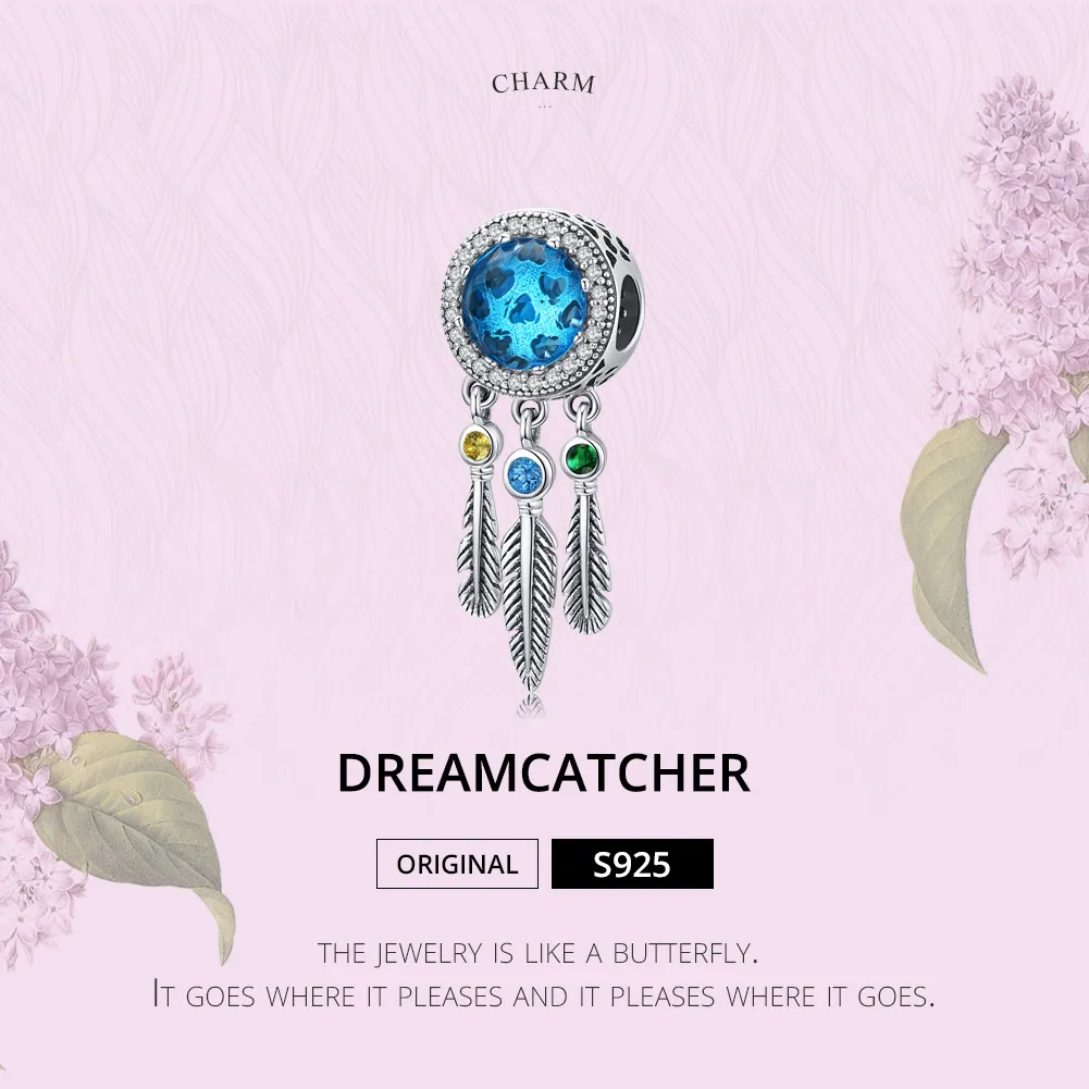 Pandora Style Silver Charm, Sapphire Dream Catcher - SCC1384