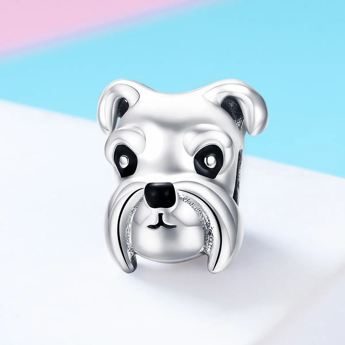 Pandora Style Silver Charm, Schnauzer, Black Enamel - SCC835