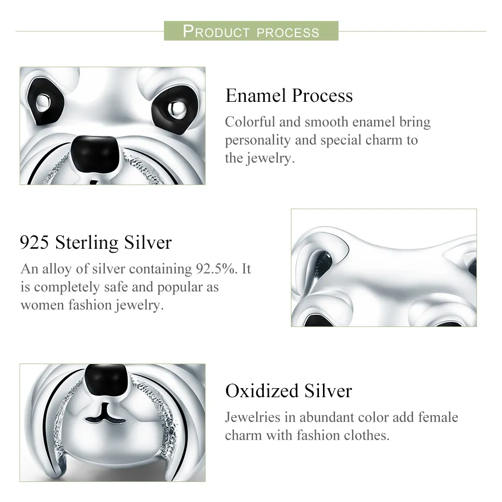 Pandora Style Silver Charm, Schnauzer, Black Enamel - SCC835