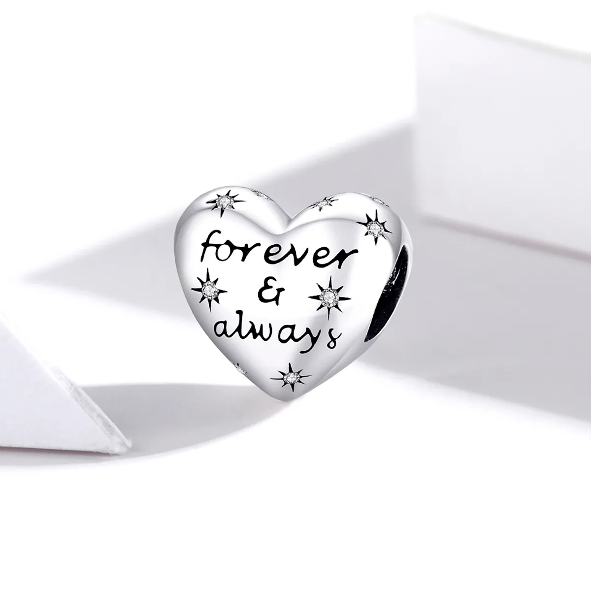 Pandora Style Silver Charm, Shining Heart - SCC1735