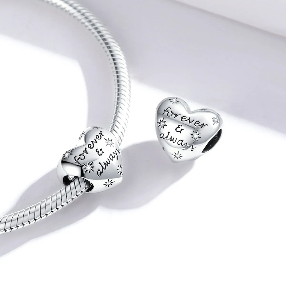 Pandora Style Silver Charm, Shining Heart - SCC1735