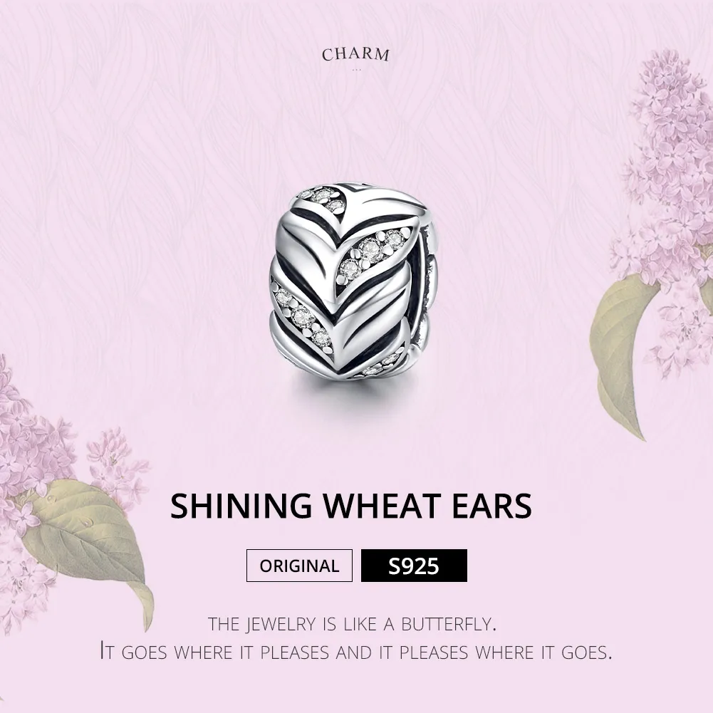 Pandora Style Silver Charm, Shining Wheat Ears - SCC1614