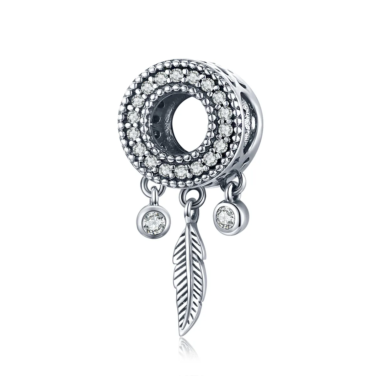 Pandora Style Silver Charm, Shiny Feather - SCC1550