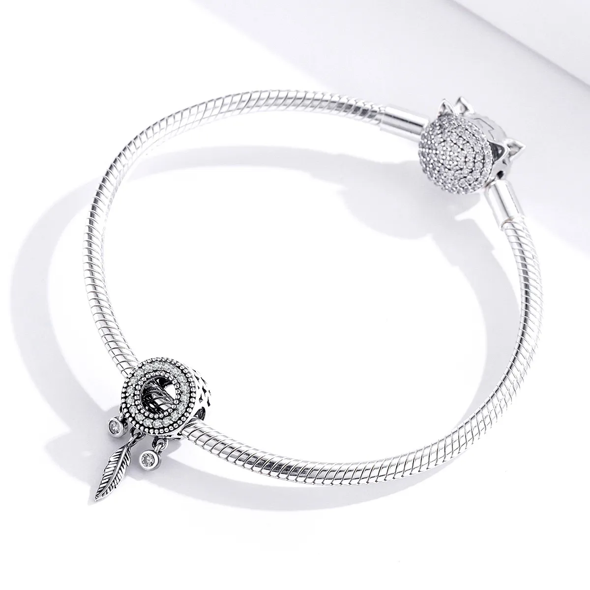 Pandora Style Silver Charm, Shiny Feather - SCC1550