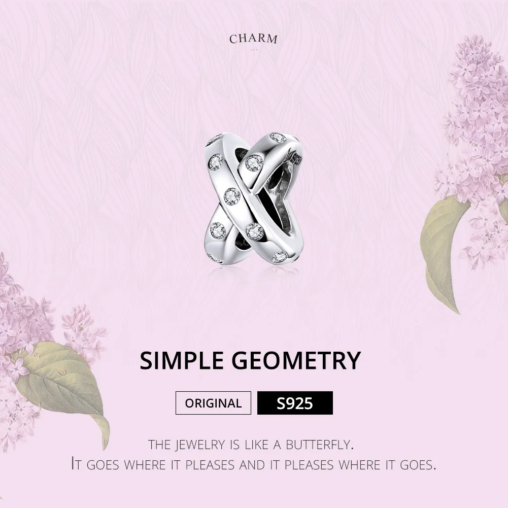 Pandora Style Silver Charm, Simple Geometry - SCC1515