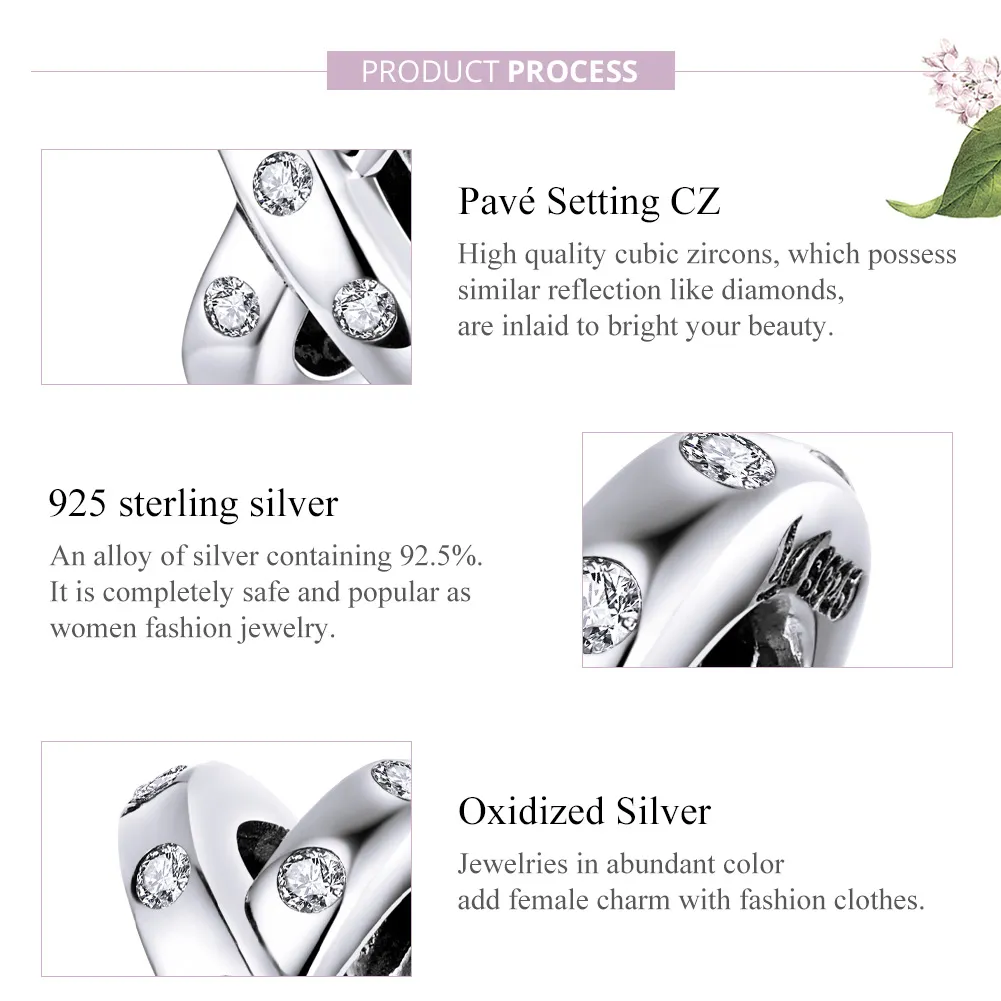 Pandora Style Silver Charm, Simple Geometry - SCC1515