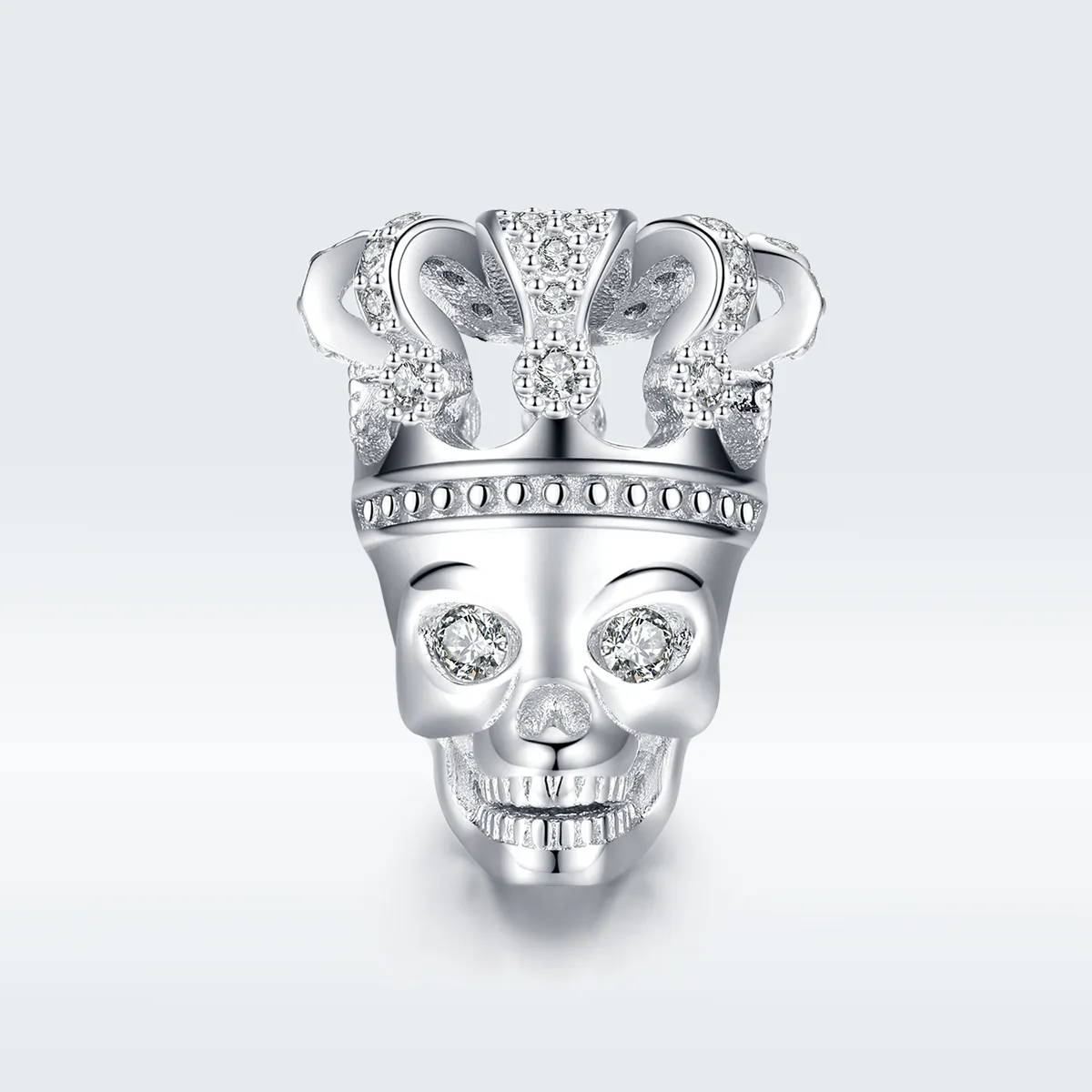 Pandora Style Silver Charm, Skull With Crown - SCC1361