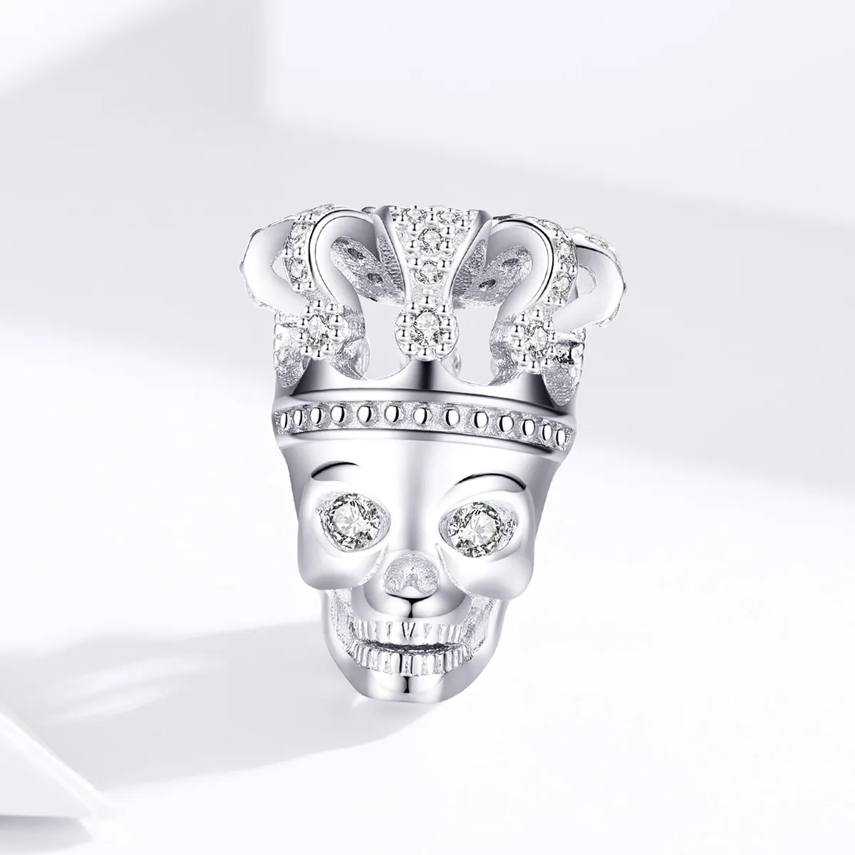 Pandora Style Silver Charm, Skull With Crown - SCC1361