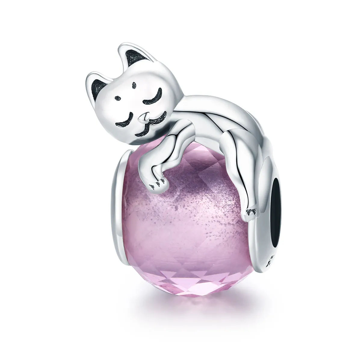 Pandora Style Silver Charm, Sleeping Cat - SCC447