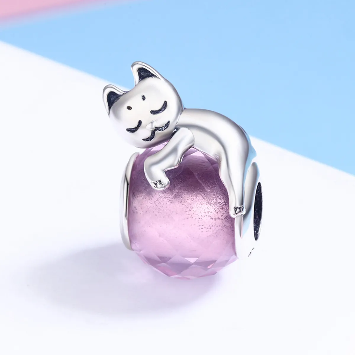 Pandora Style Silver Charm, Sleeping Cat - SCC447