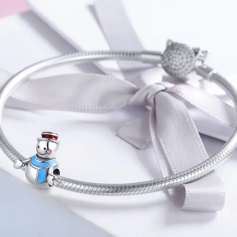 Pandora Style Silver Charm, Snowman - SCC855