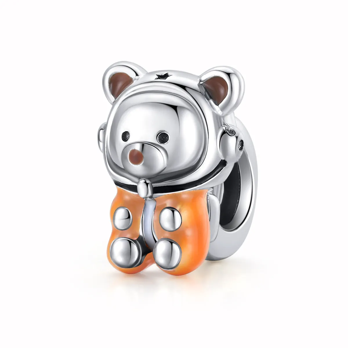 Pandora Style Silver Charm, Space Bear, Multicolor Enamel - SCC1693