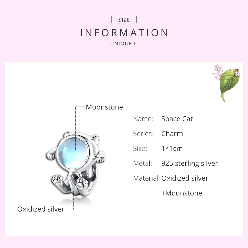 Pandora Style Silver Charm, Space Cat - SCC1697