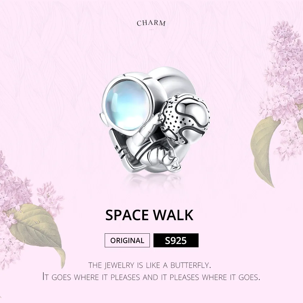 Pandora Style Silver Charm, Space Walk - SCC1694