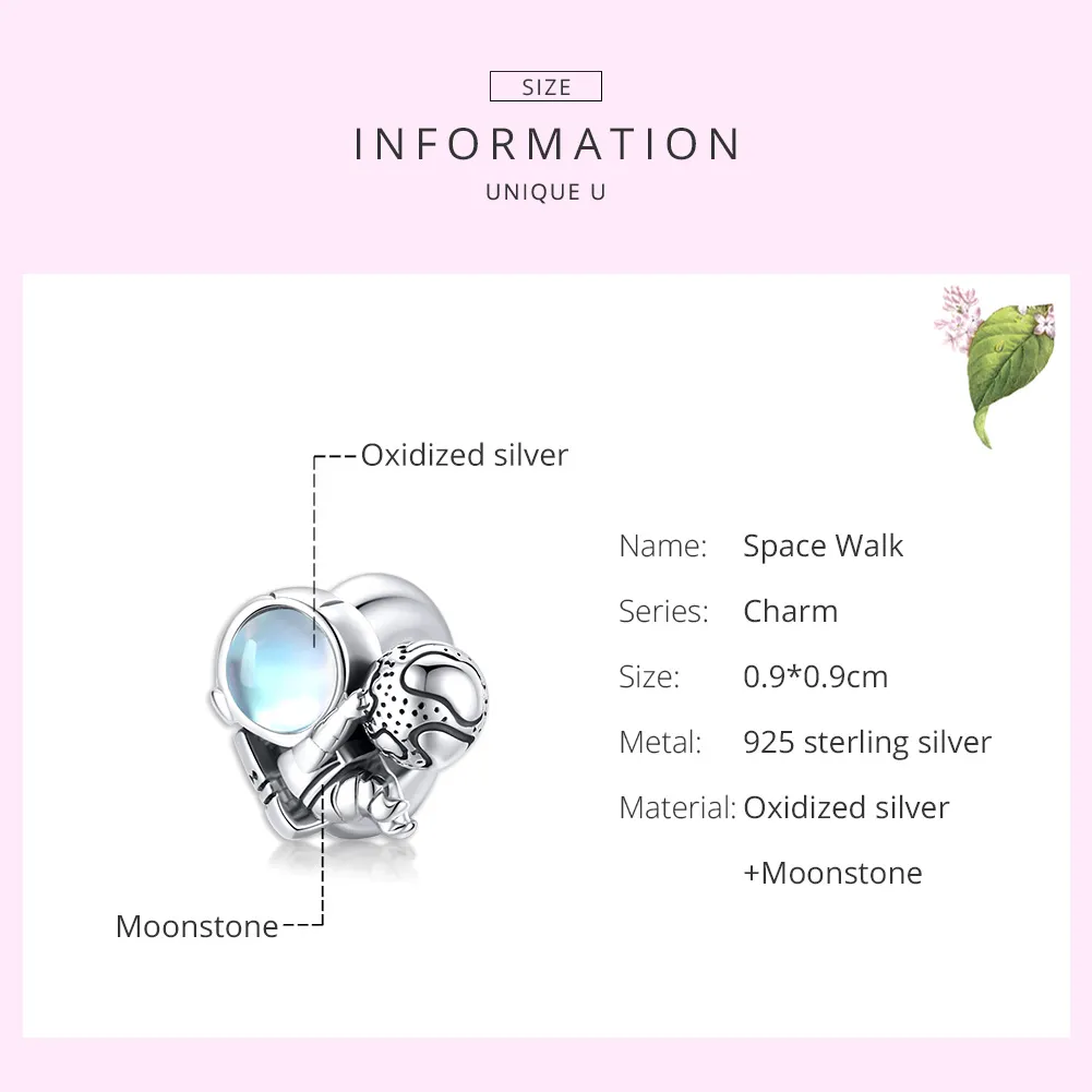 Pandora Style Silver Charm, Space Walk - SCC1694