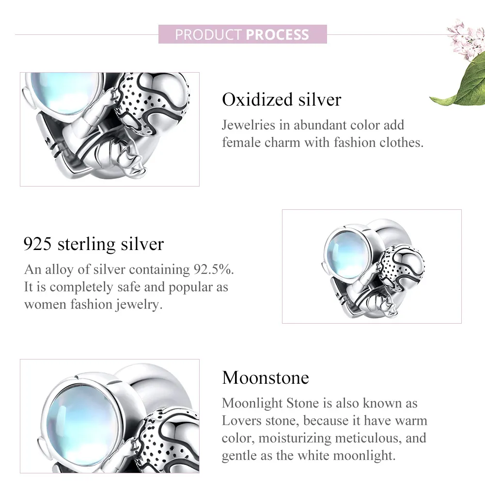 Pandora Style Silver Charm, Space Walk - SCC1694