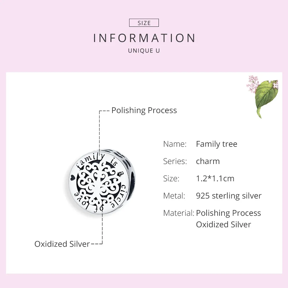 Pandora Style Silver Charm, Sparkling Family Tree - SCC1324