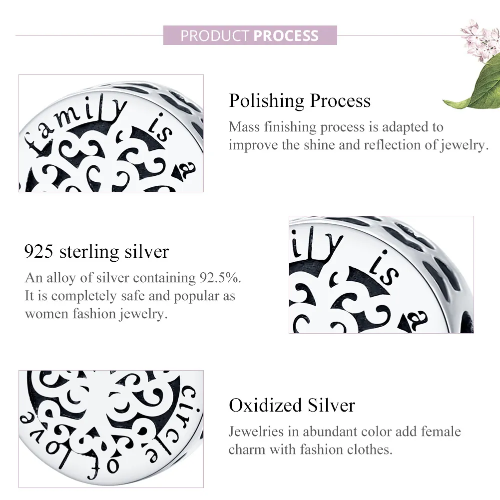 Pandora Style Silver Charm, Sparkling Family Tree - SCC1324