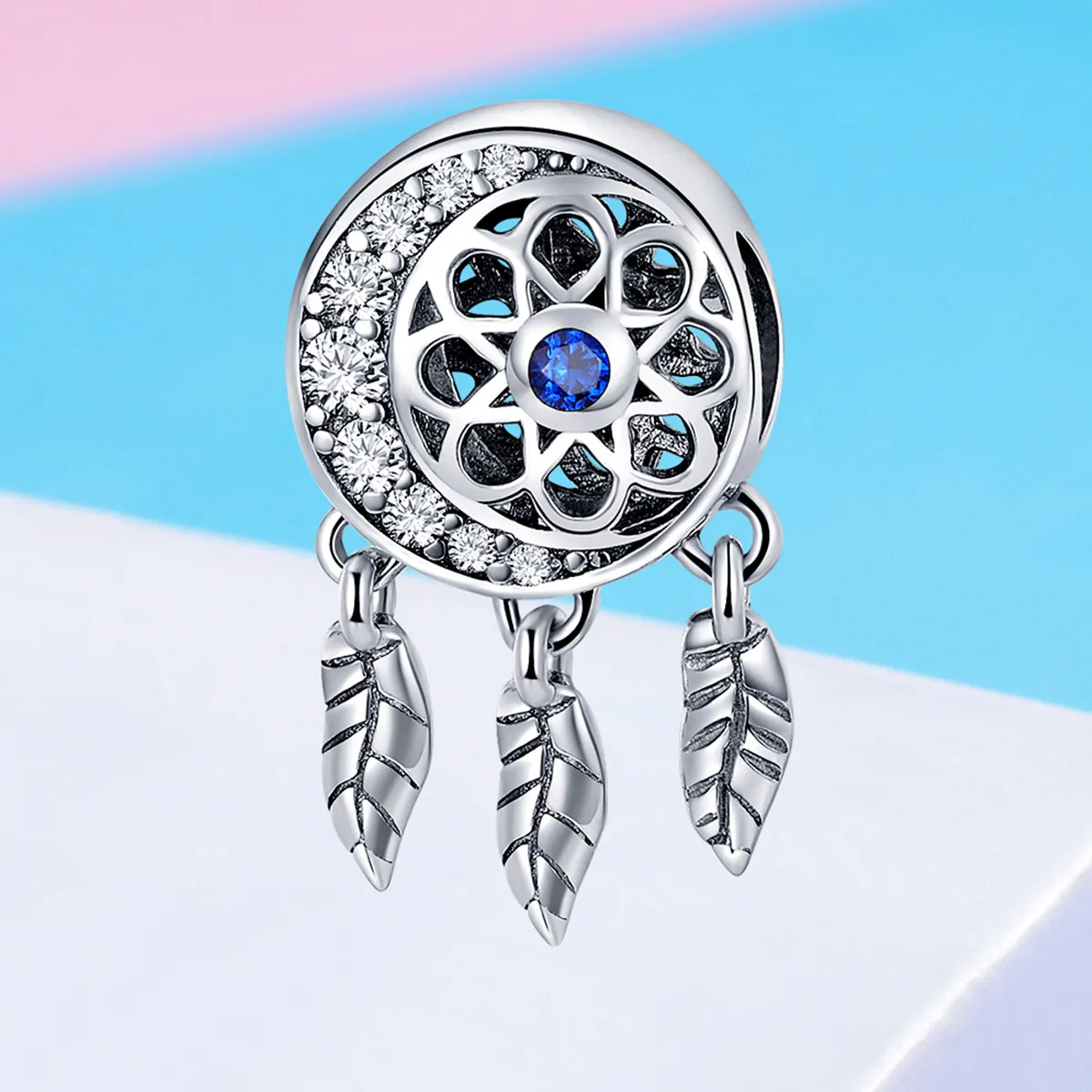 Pandora Style Silver Charm, Spiritual Dreamcatcher - SCC718