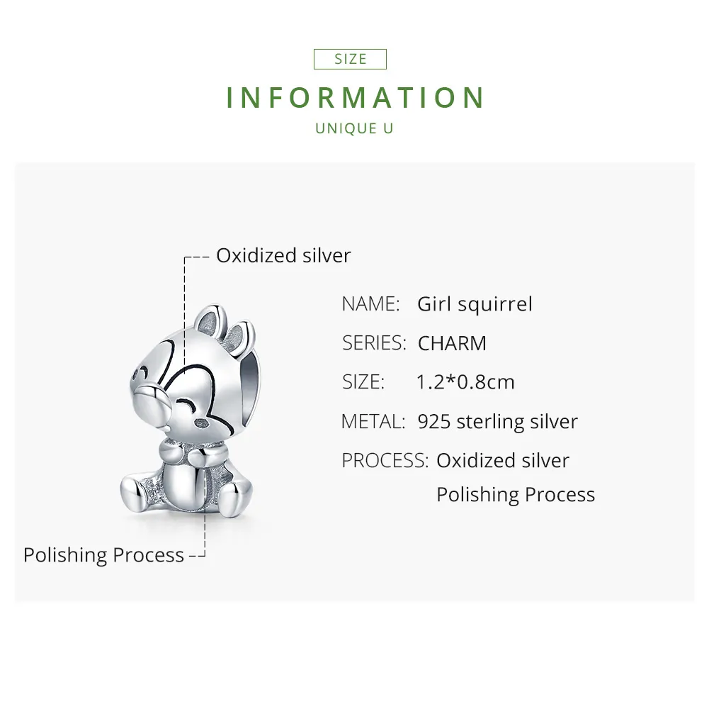 Pandora Style Silver Charm, Squirrel - SCC1869