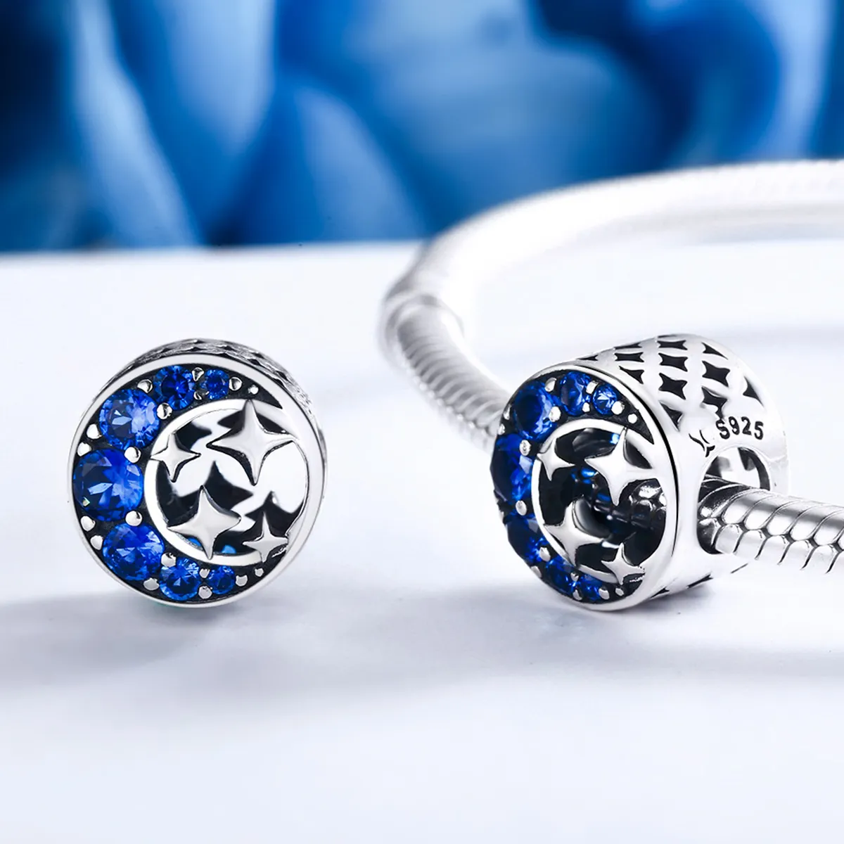 Pandora Style Silver Charm, Star Moon Myth - SCC184