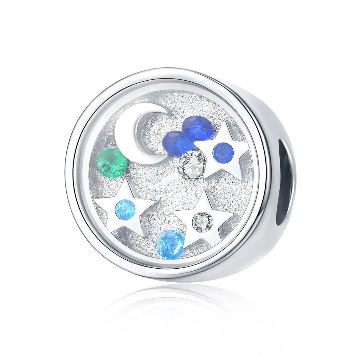 Pandora Style Silver Charm, Starry Sky - BSC042