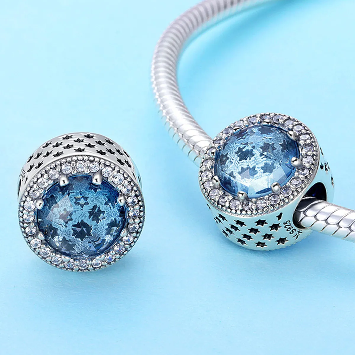 Pandora Style Silver Charm, Starry Sky - SCC730