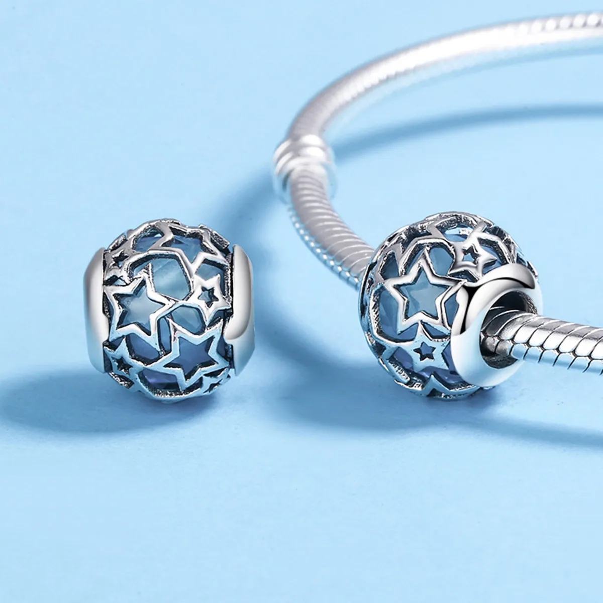 Pandora Style Silver Charm, Stars - SCC411