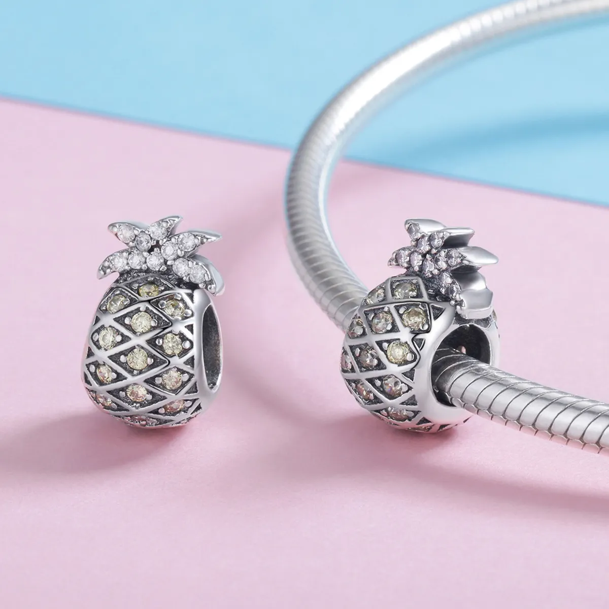 Pandora Style Silver Charm, Summer Pineapple - SCC936