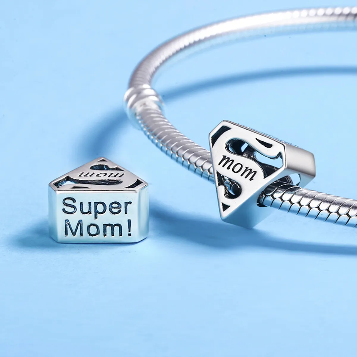 Pandora Style Silver Charm, Super Mom - SCC429