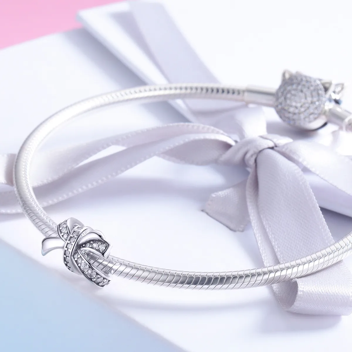 Pandora Style Silver Charm, Sweet Bow - SCC773