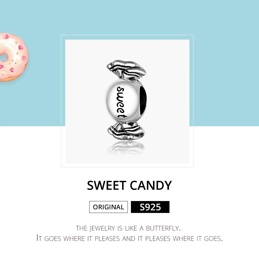 Pandora Style Silver Charm, Sweet Candy - BSC353