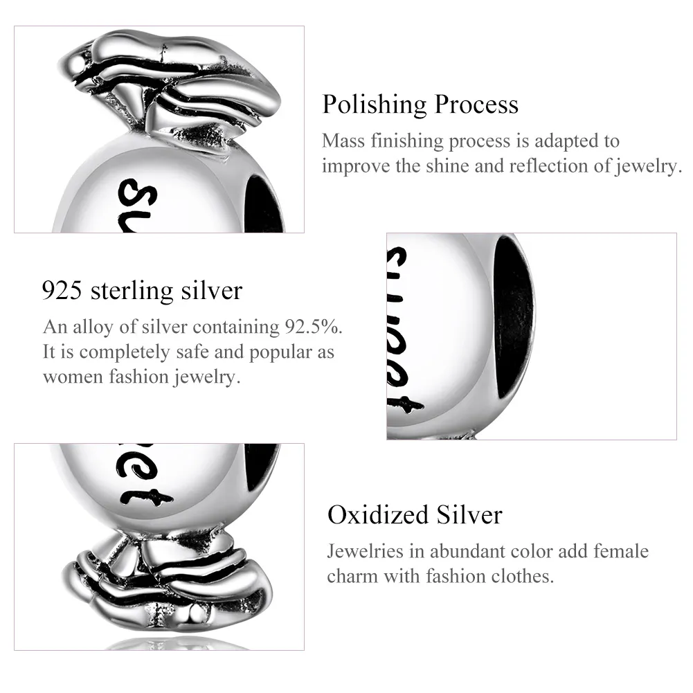 Pandora Style Silver Charm, Sweet Candy - BSC353