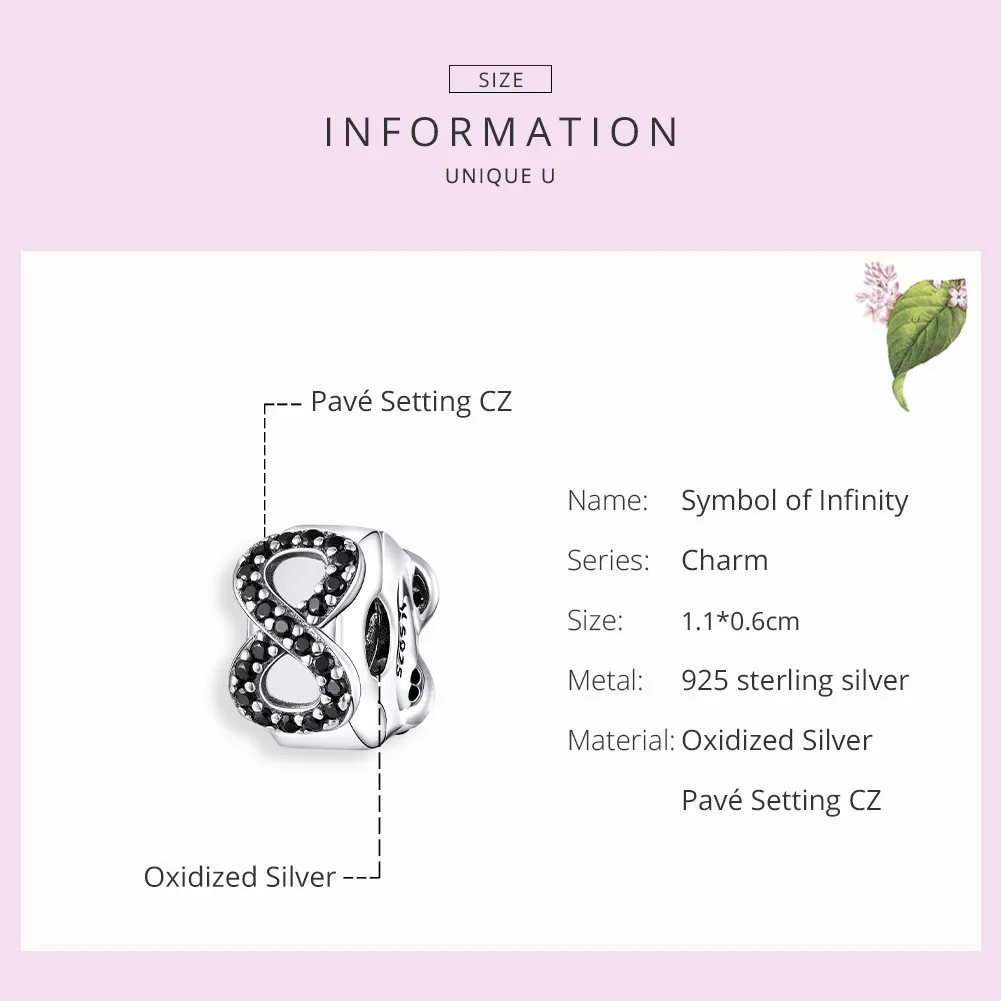 Pandora Style Silver Charm, Symbol of Infinity - SCC1498