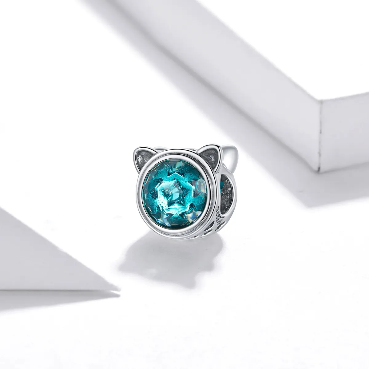 Pandora Style Silver Charm, Teal Cat - SCC1800