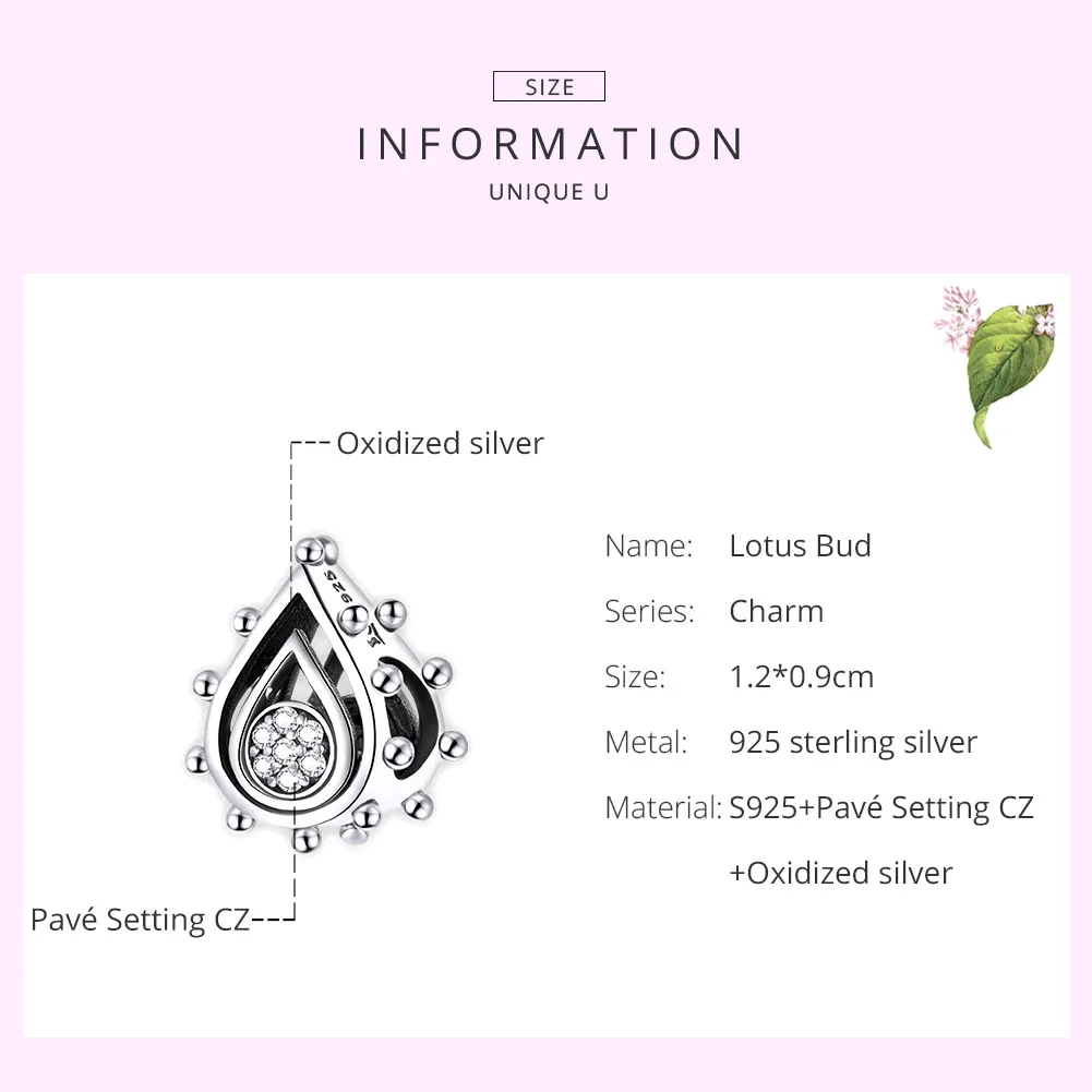 Pandora Style Silver Charm, Teardrop - SCC1723